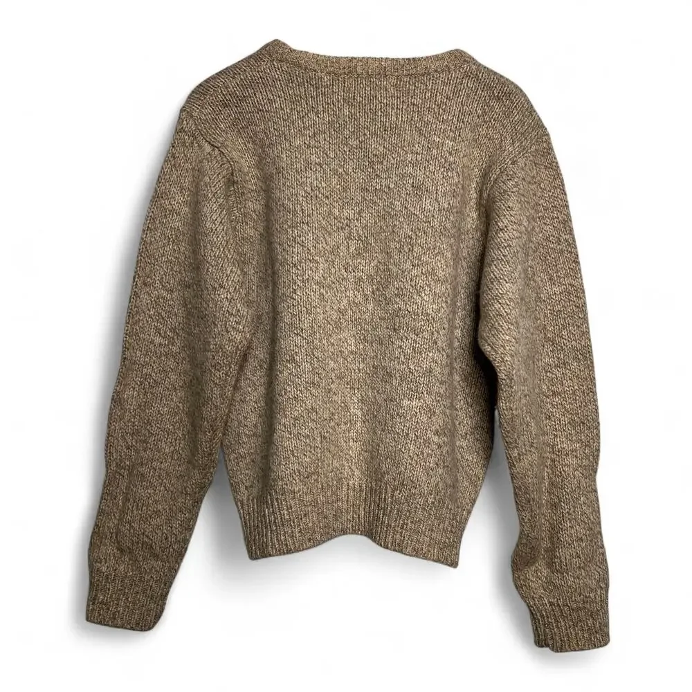 Vintage 80s LLBean Puffin Oatmeal Wool Knit Novelty Crewneck Pullover Sweater - Picture 2 of 11